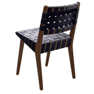 Risom Side Chair with Webbed Back Side/Dining Knoll Light Walnut Navy Cotton Webbing