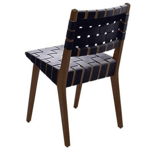 Risom Side Chair with Webbed Back Side/Dining Knoll Light Walnut Navy Cotton Webbing 