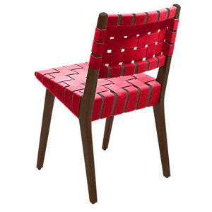 Risom Side Chair with Webbed Back Side/Dining Knoll Light Walnut Tomato Nylon Webbing 