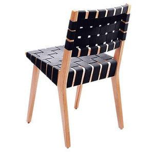Risom Side Chair with Webbed Back Side/Dining Knoll Maple Navy Cotton Webbing 