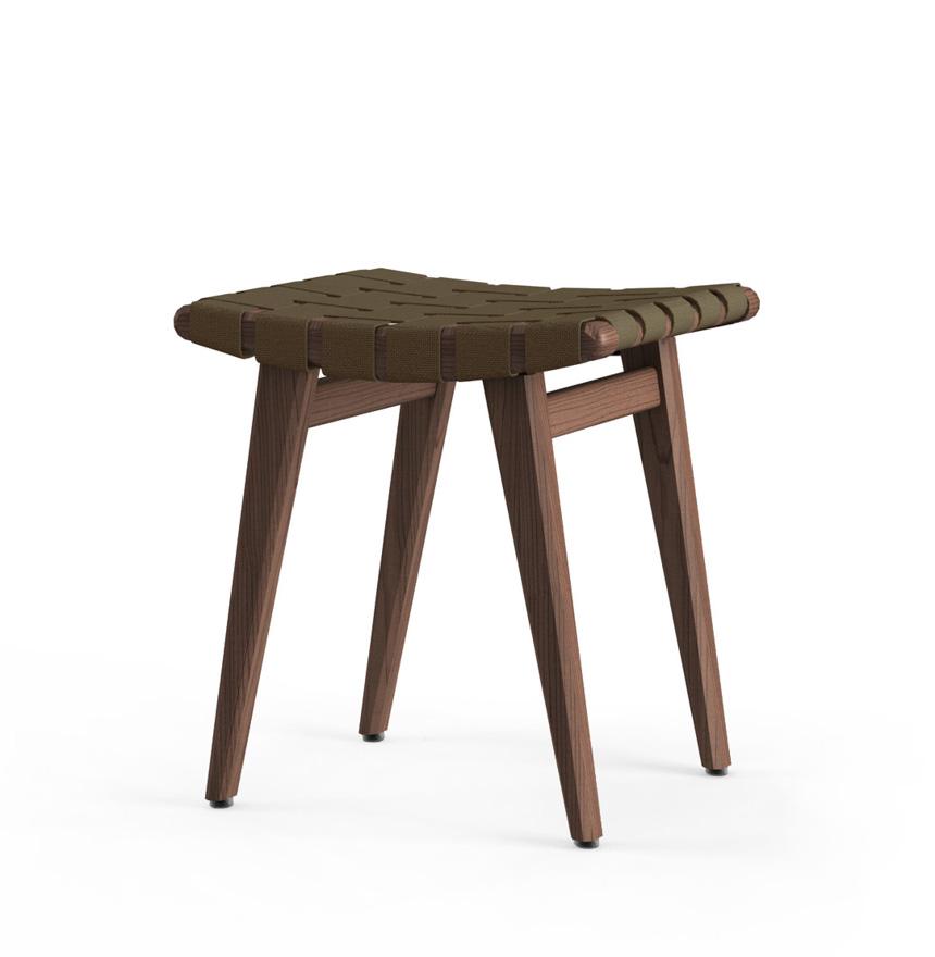 Risom Stool Stools Knoll Light Walnut +$22.00 Khaki Cotton