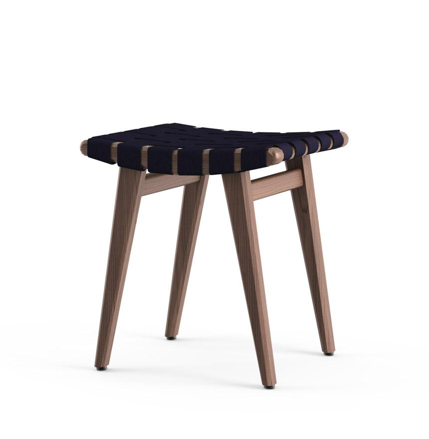 Risom Stool Stools Knoll Light Walnut +$22.00 Navy Sunbrella