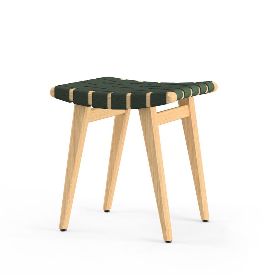 Risom Stool Stools Knoll Clear Maple Forest Green Cotton