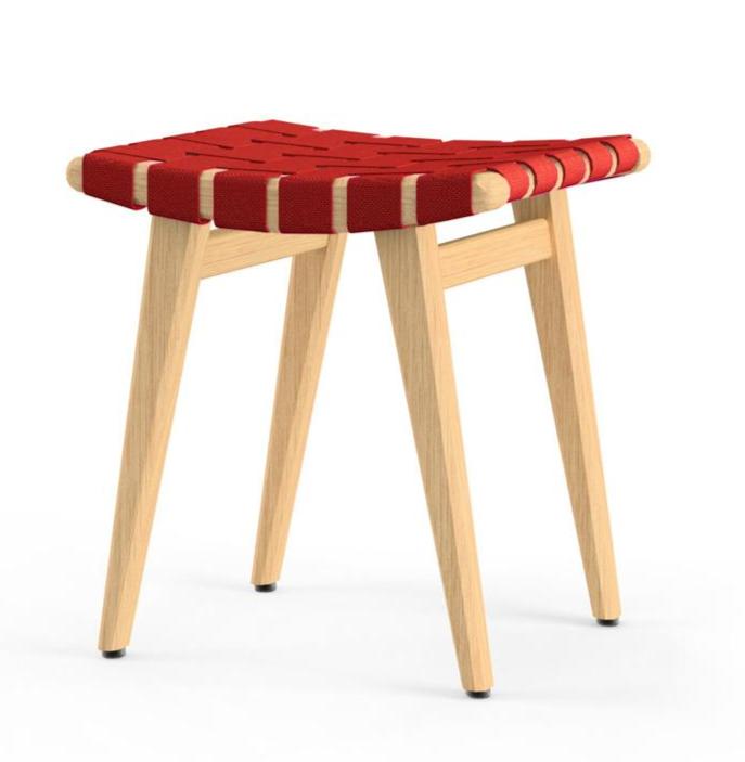 Risom Stool Stools Knoll Clear Maple Red Cotton