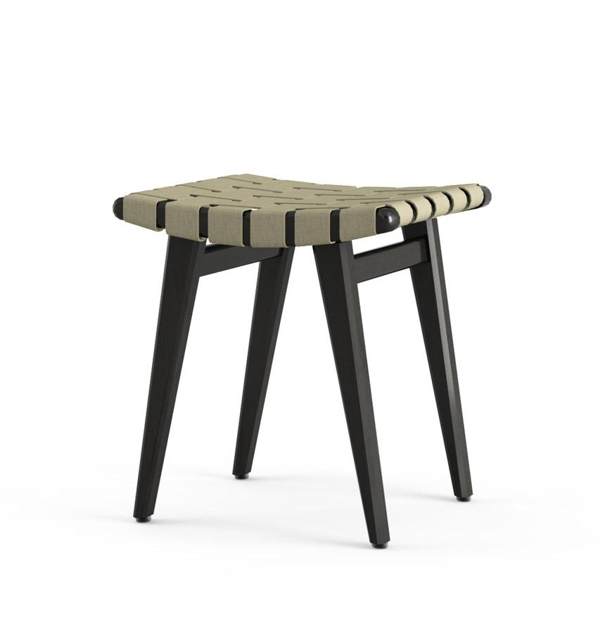 Risom Stool Stools Knoll Ebonized Maple Antique Beige Sunbrella