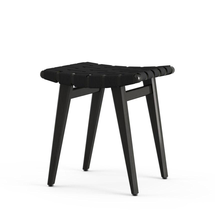 Risom Stool Stools Knoll Ebonized Maple Charcoal Sunbrella