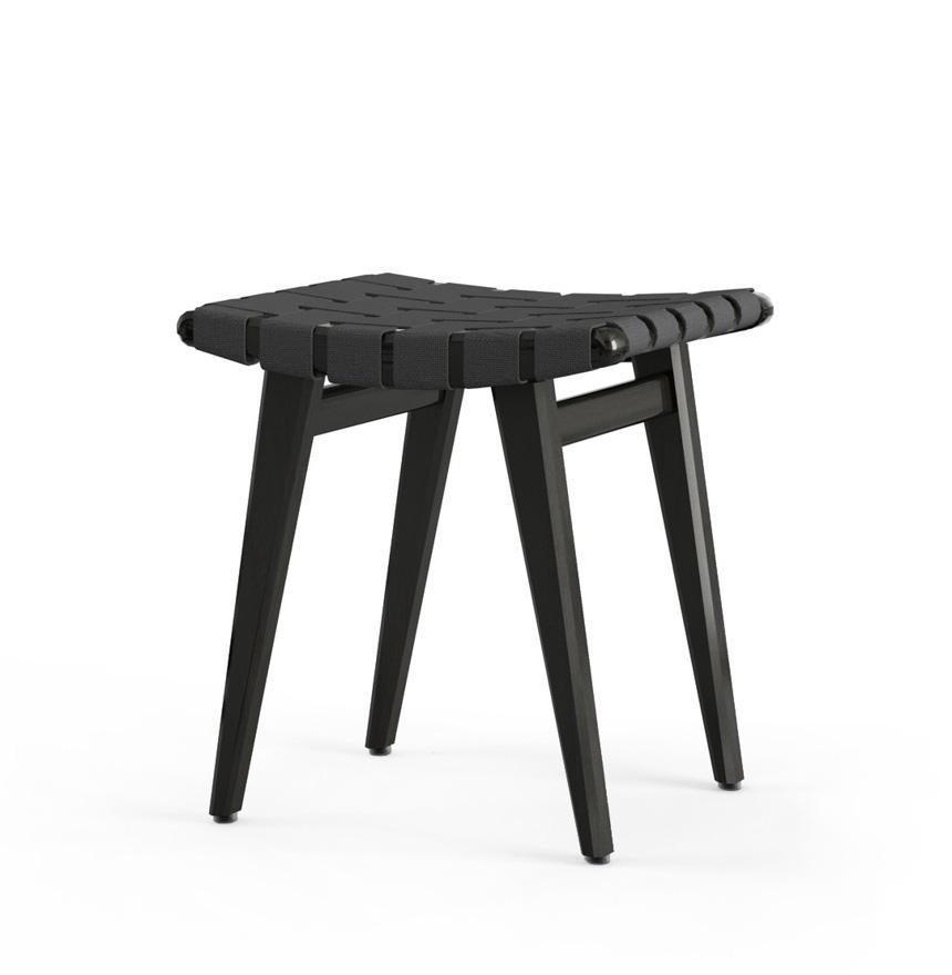 Risom Stool Stools Knoll Ebonized Maple Dark Grey Cotton
