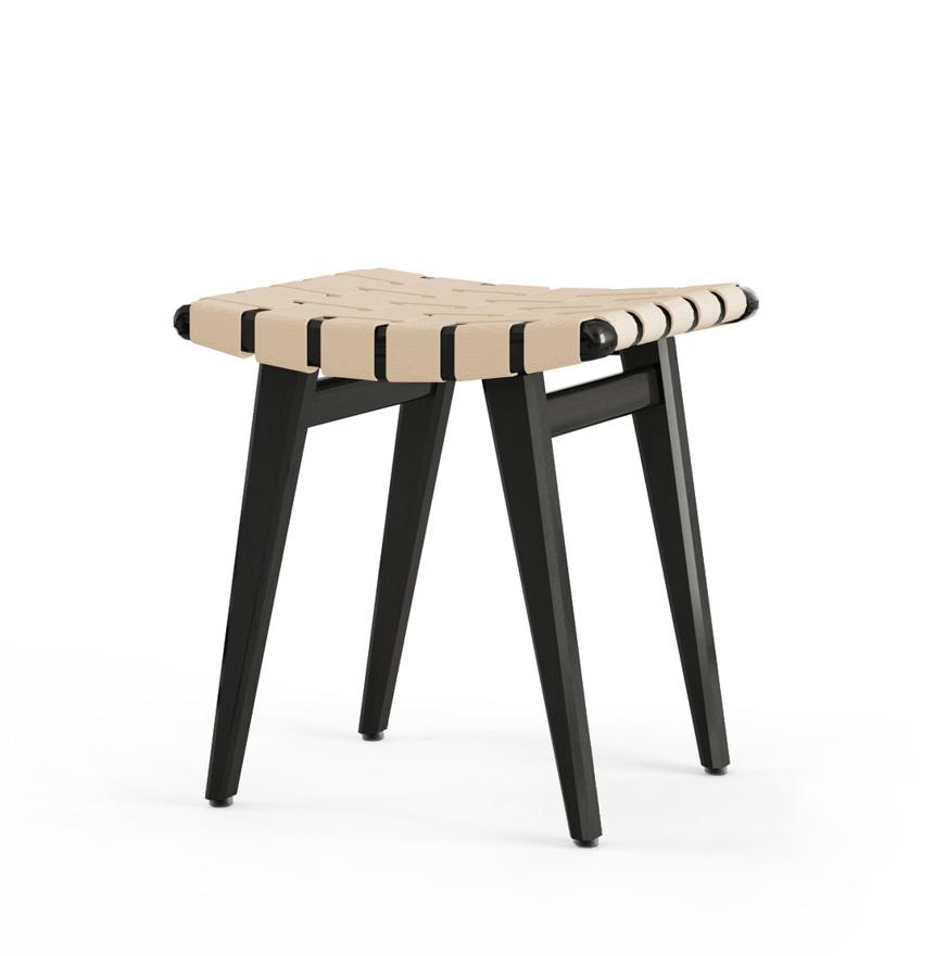Risom Stool Stools Knoll Ebonized Maple Flax Cotton
