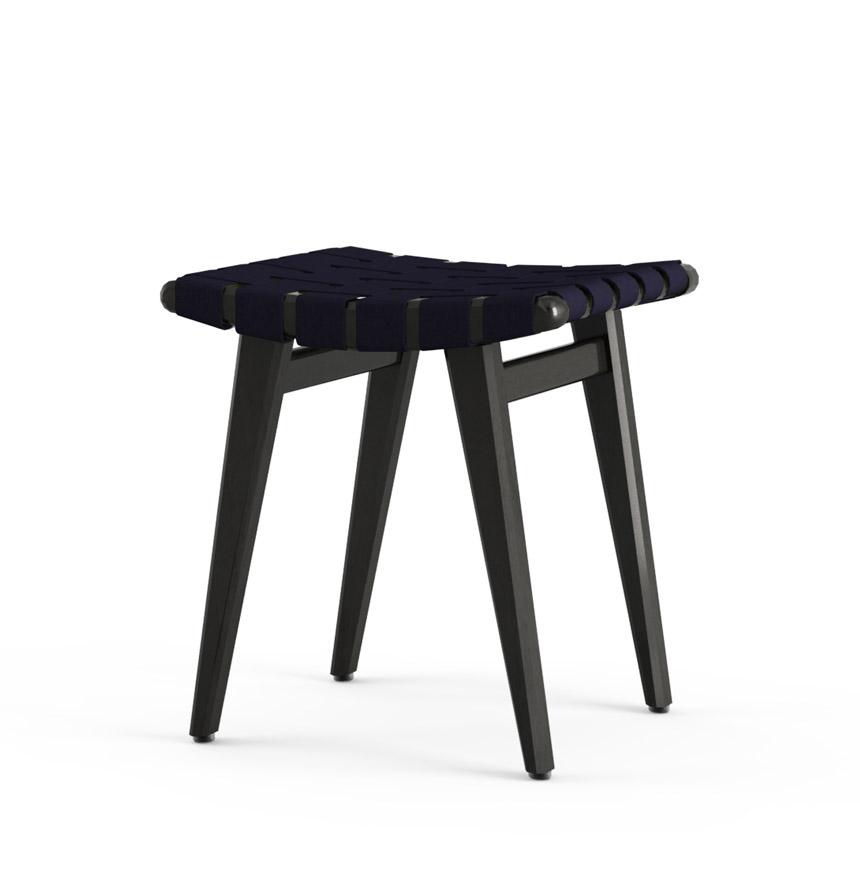 Risom Stool Stools Knoll Ebonized Maple Navy Sunbrella