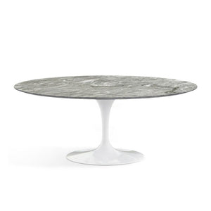 Saarinen 72" Oval Dining Table Dining Tables Knoll White Grey marble, Satin finish 