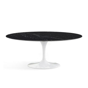 Saarinen 72" Oval Dining Table Dining Tables Knoll White Nero Marquina marble, Satin finish 