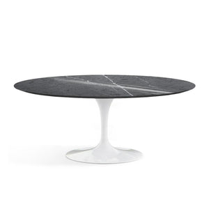 Saarinen 72" Oval Dining Table Dining Tables Knoll White Grigio Marquina marble, Shiny finish 
