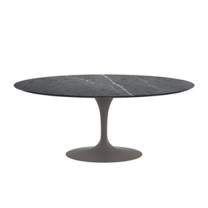 Saarinen 72" Oval Dining Table Dining Tables Knoll Grey Grigio Marquina marble, Satin finish 