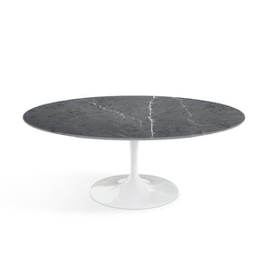 Saarinen Coffee Table - 42” Oval Dining Tables Knoll White Grigio Marquina marble, Satin finish 