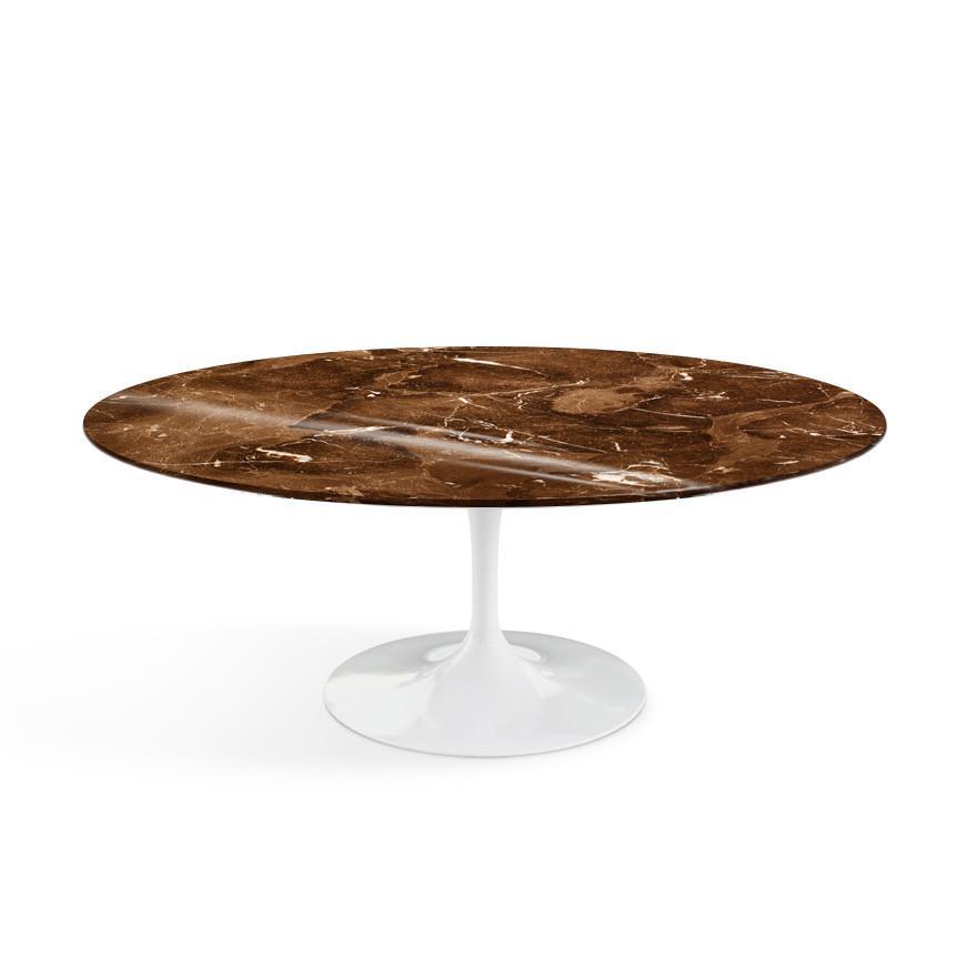Saarinen Coffee Table - 42” Oval Dining Tables Knoll White Espresso marble, Shiny finish