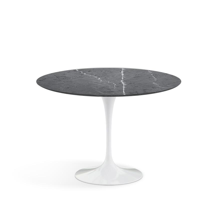 Saarinen 42" Round Dining Table Dining Tables Knoll White Grigio Marquina marble, Satin finish