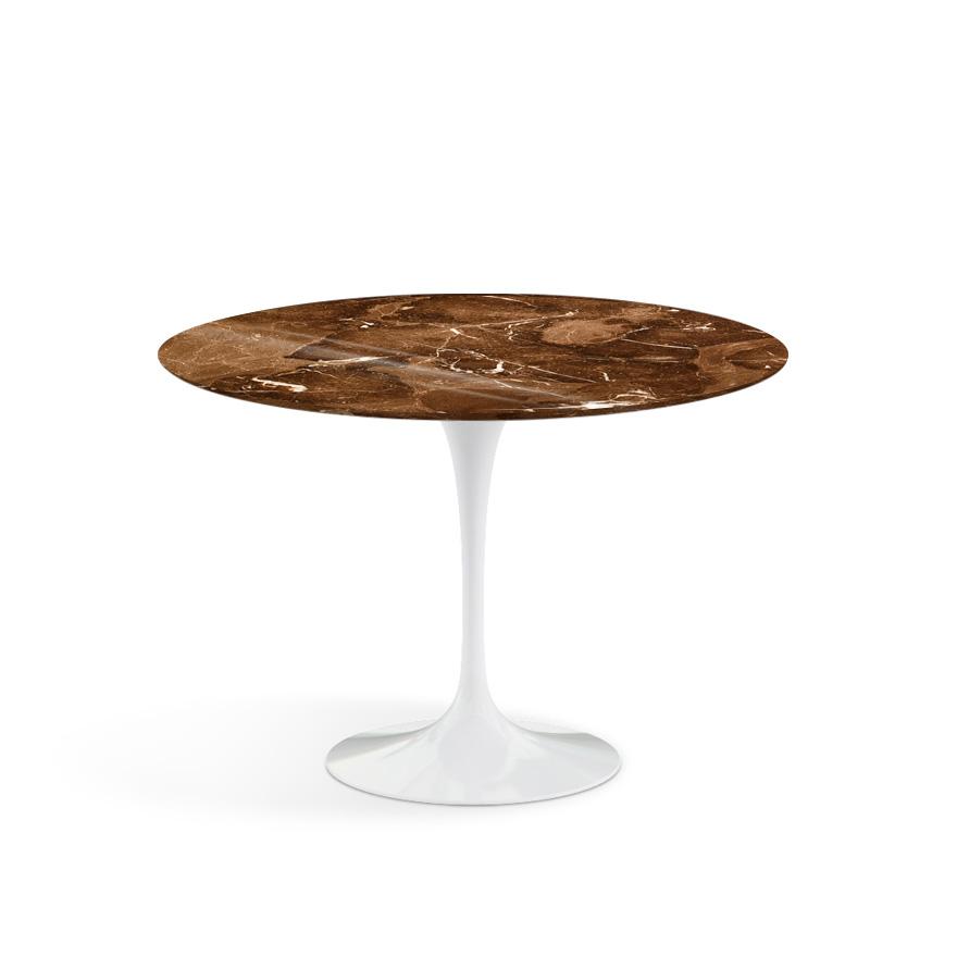 Saarinen 42" Round Dining Table Dining Tables Knoll White Espresso marble, Shiny finish