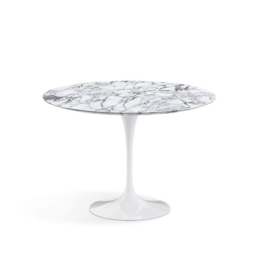 Saarinen 42" Round Dining Table Dining Tables Knoll White Arabescato Satin Coated Marble