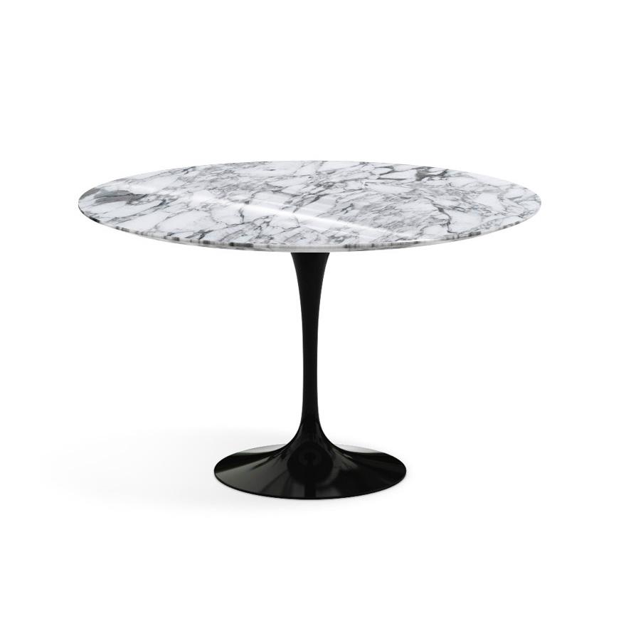 Saarinen 47" Round Dining Table Dining Tables Knoll Black Arabescato marble, Shiny finish