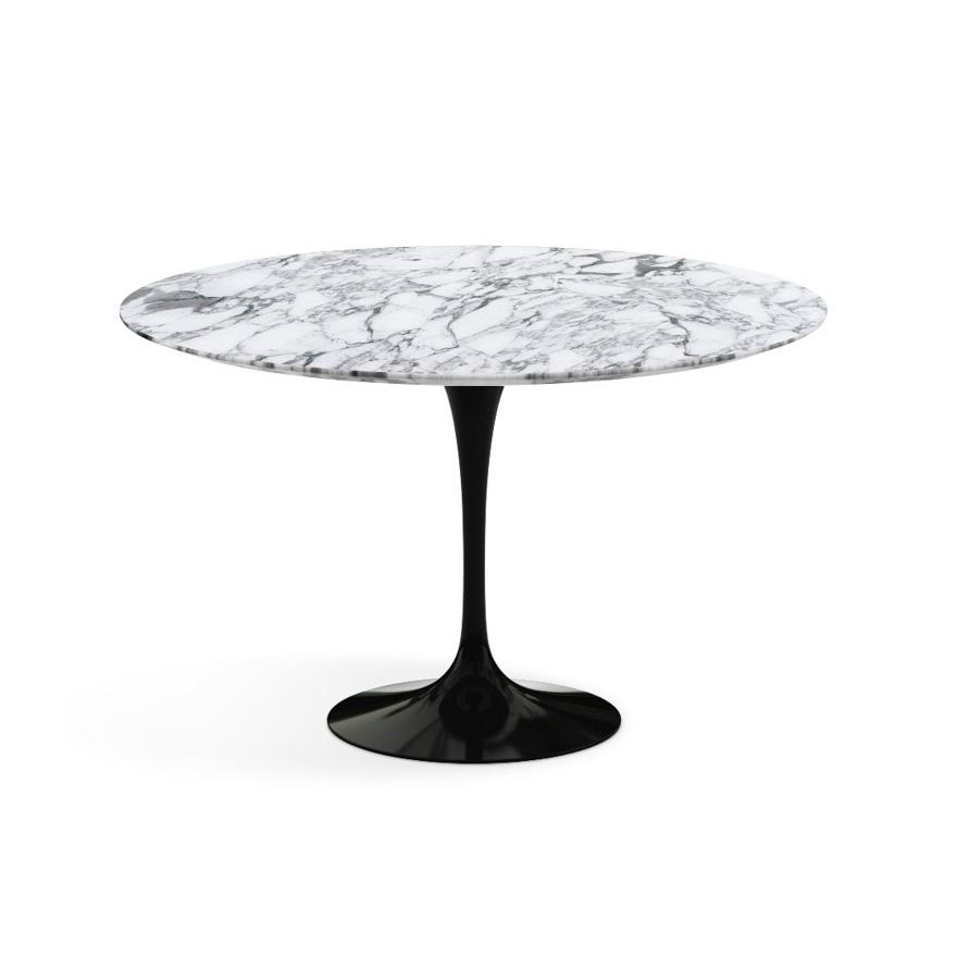 Saarinen 47" Round Dining Table Dining Tables Knoll Black Arabescato marble, Satin finish