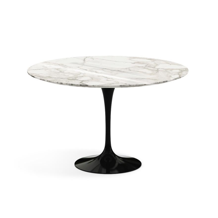 Saarinen 47" Round Dining Table Dining Tables Knoll Black Calacatta marble, Shiny finish