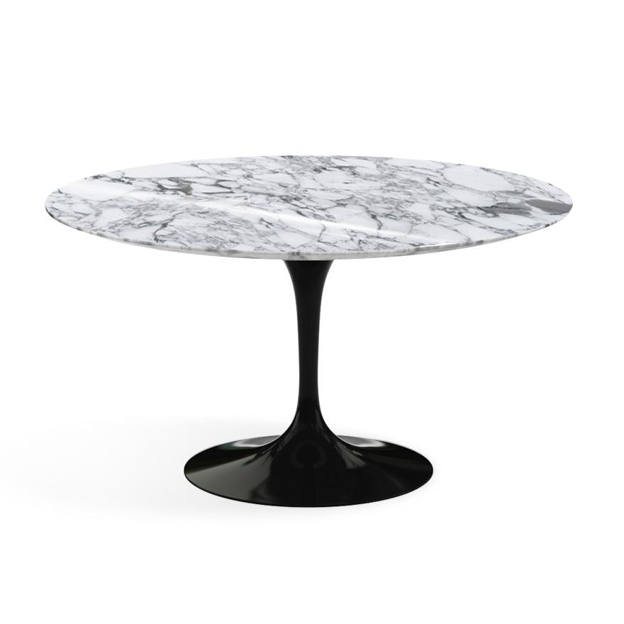 Saarinen 54" Round Dining Table Dining Tables Knoll Black Arabescato marble, Shiny finish
