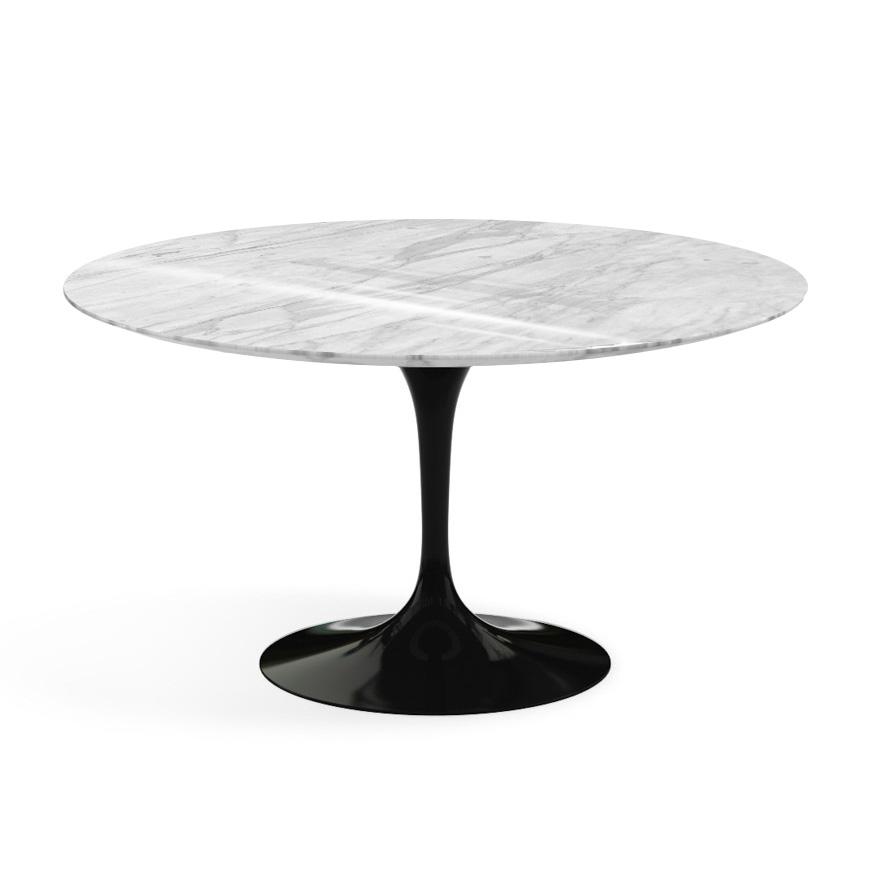 Saarinen 54" Round Dining Table Dining Tables Knoll Black Carrara marble, Shiny finish