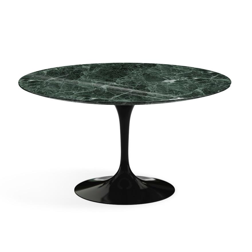 Saarinen 54" Round Dining Table Dining Tables Knoll Black Verde Alpi marble, Shiny finish
