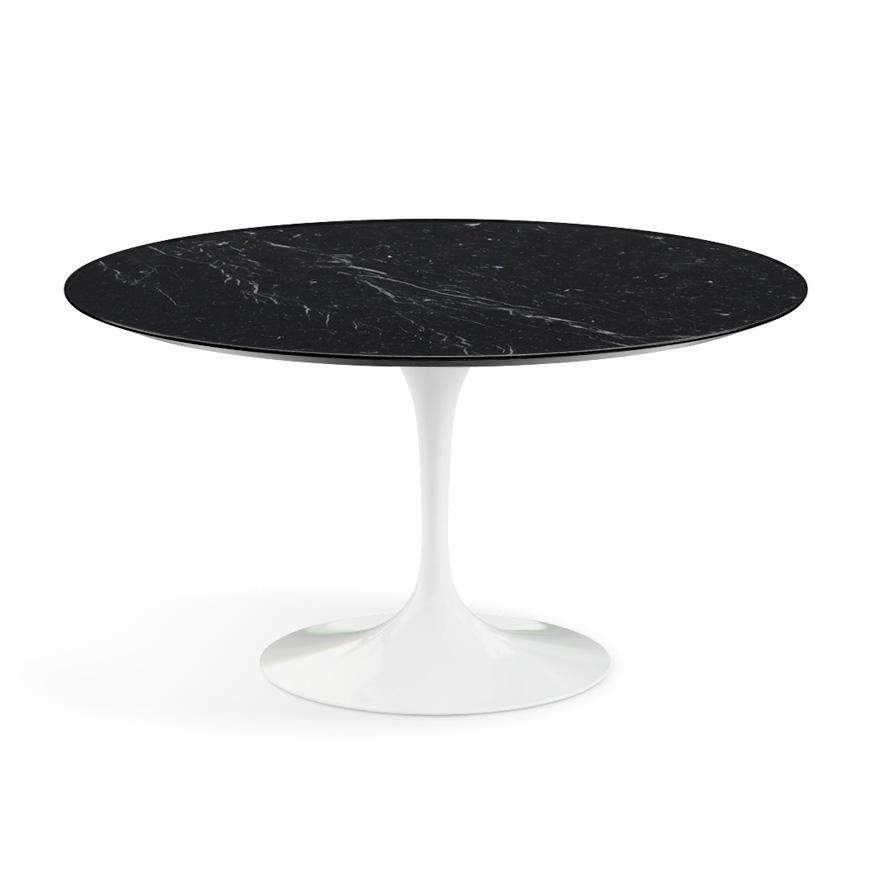 Saarinen 54" Round Dining Table Dining Tables Knoll White Nero Marquina marble, Satin finis