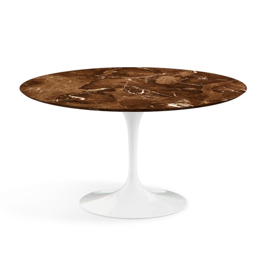 Saarinen 54" Round Dining Table Dining Tables Knoll White Espresso marble, Satin finish