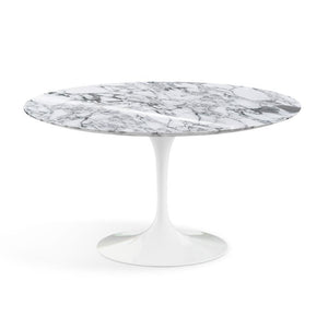 Saarinen 54" Round Dining Table Dining Tables Knoll White Arabescato marble, Shiny finish 
