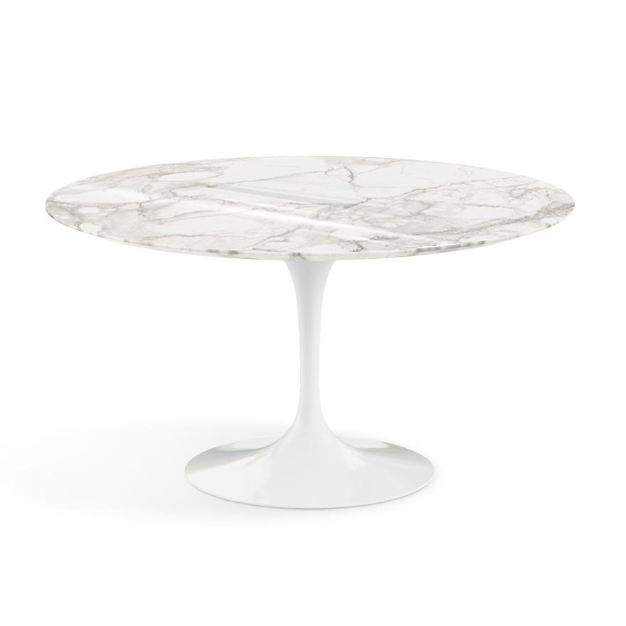 Saarinen 54" Round Dining Table Dining Tables Knoll White Calacatta marble, Shiny finish
