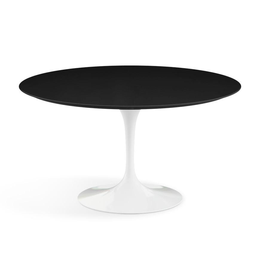 Saarinen 54" Round Dining Table Dining Tables Knoll White Black laminate, Satin finish