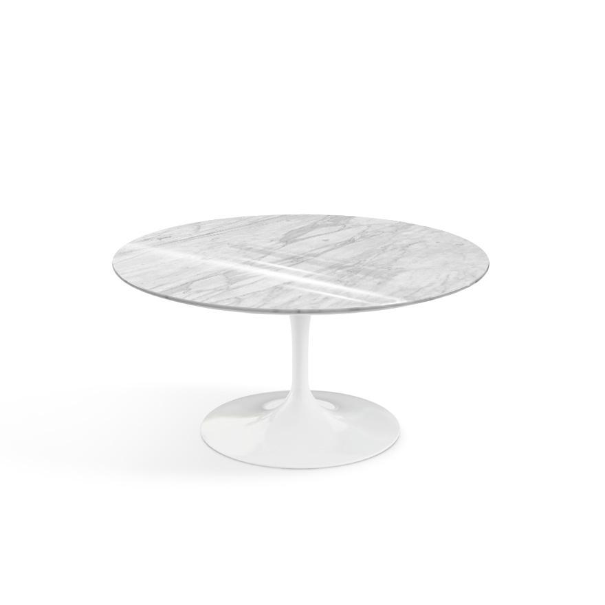 Saarinen Coffee Table - 35" Round Coffee Tables Knoll White Carrara marble, Shiny finish