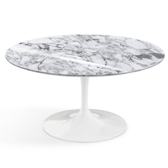 Saarinen Coffee Table - 35" Round Coffee Tables Knoll White Arabescato marble, Shiny finish