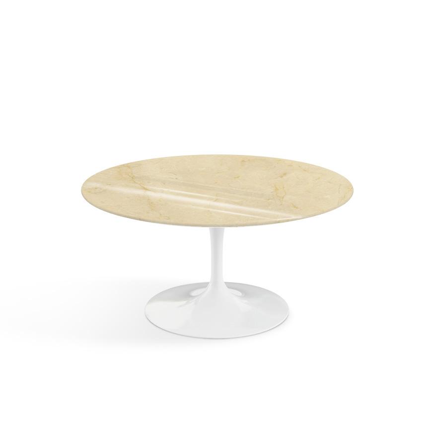 Saarinen Coffee Table - 35" Round Coffee Tables Knoll White Empire Beige marble, Shiny finish