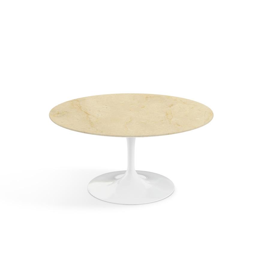 Saarinen Coffee Table - 35" Round Coffee Tables Knoll White Empire Beige marble, Satin finish