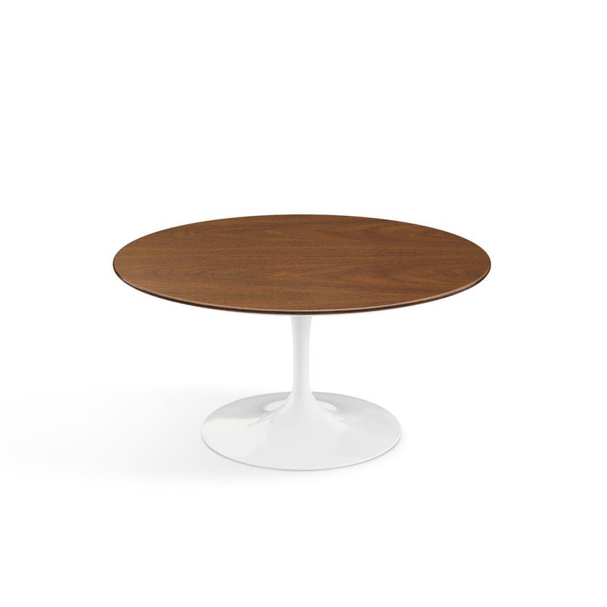 Saarinen Coffee Table - 35" Round Coffee Tables Knoll White Light Walnut