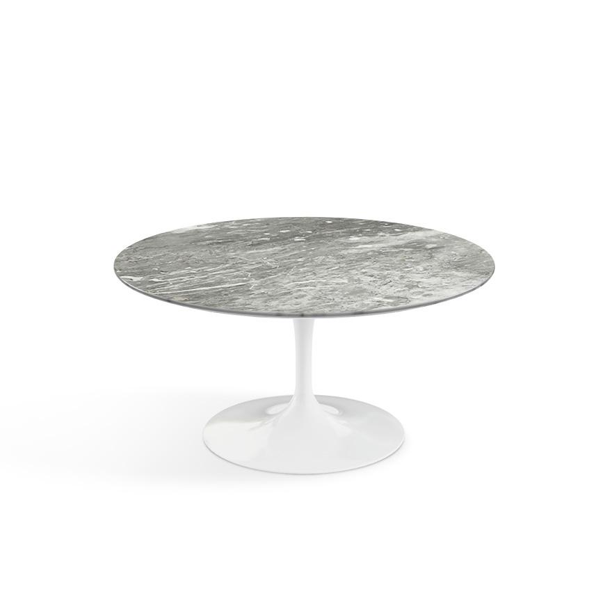 Saarinen Coffee Table - 35" Round Coffee Tables Knoll White Grey marble, Satin finish
