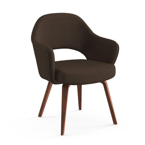 Saarinen Executive Arm Chair with Wood Legs Side/Dining Knoll Light Walnut Classic Boucle - Pumpernickel 