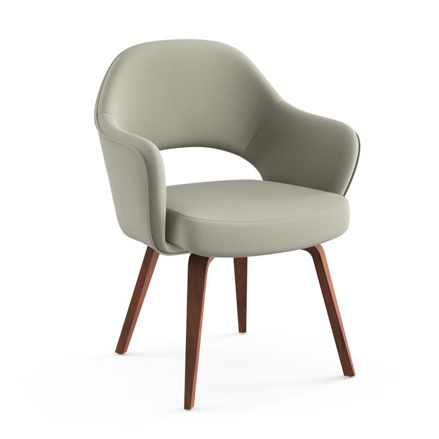 Saarinen Executive Arm Chair with Wood Legs Side/Dining Knoll Light Walnut Ultrasuede - Sandstone