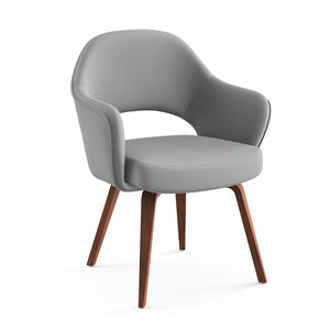Saarinen Executive Arm Chair with Wood Legs Side/Dining Knoll Light Walnut Ultrasuede - Silver 