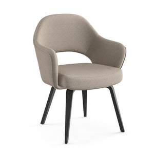 Saarinen Executive Arm Chair with Wood Legs Side/Dining Knoll Ebonized Walnut Hourglass - Cork 