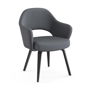 Saarinen Executive Arm Chair with Wood Legs Side/Dining Knoll Ebonized Walnut Journey - Chime 