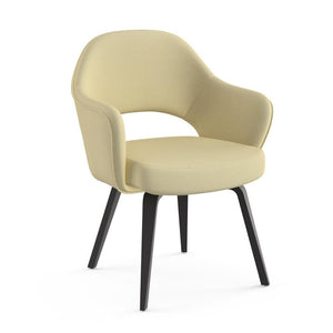 Saarinen Executive Arm Chair with Wood Legs Side/Dining Knoll Ebonized Walnut Journey - Beach 