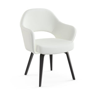 Saarinen Executive Arm Chair with Wood Legs Side/Dining Knoll Ebonized Walnut Journey - Mitten 