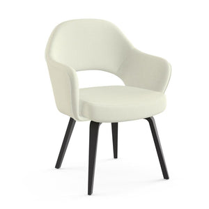 Saarinen Executive Arm Chair with Wood Legs Side/Dining Knoll Ebonized Walnut Aegean - Egret 