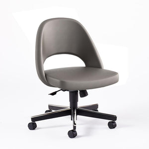 Saarinen Executive Armless Chair with Swivel Base Side/Dining Knoll Hard Volo Leather - Flint 