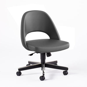 Saarinen Executive Armless Chair with Swivel Base Side/Dining Knoll Hard Volo Leather - Cadet 