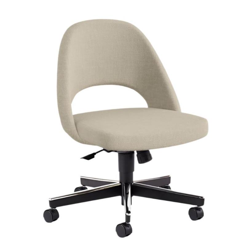Saarinen Executive Armless Chair with Swivel Base Side/Dining Knoll Hard Classic Boucle - Neutral